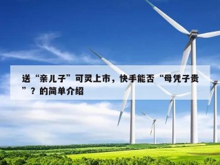 送“亲儿子”可灵上市，快手能否“母凭子贵”？的简单介绍